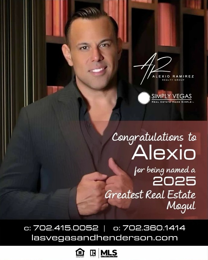 Real Vegas Magazine page: Congratulations to Alexio for being named a 2025 Greatest Real Estate Mogul.
